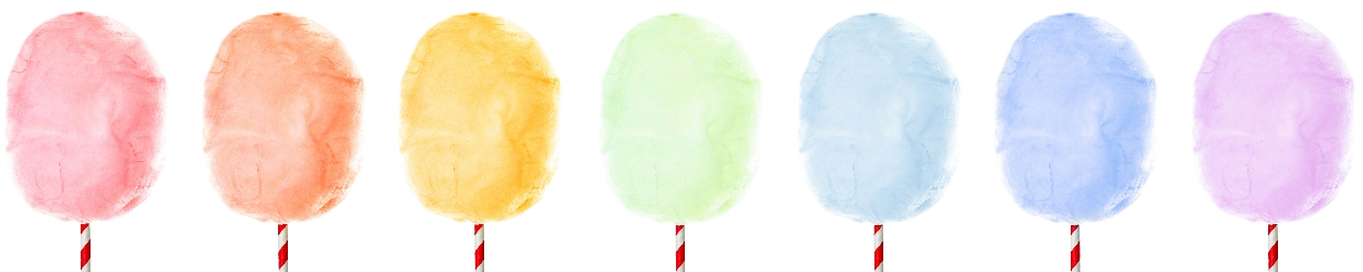 Professionelle Waren wie Dekorzucker, bunter Zucker, Farbzucker, Glitzerzucker oder Aromazucker, u.a. für Zuckerwatte oder Popcorn