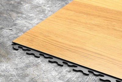 PVC Boden Fliese in Holz-Dekor mit verdeckten Puzzle-Verbindungen